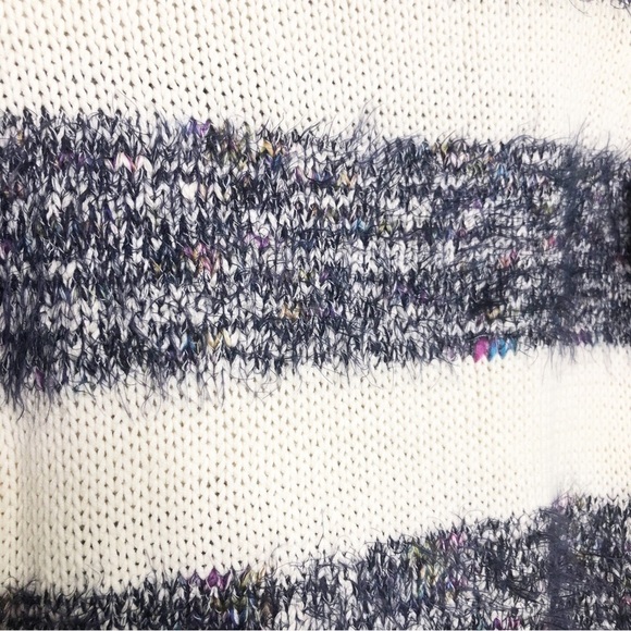 Anthropologie Tabitha cream and navy, striped knit, eyelash sweater - Picture 6 of 12